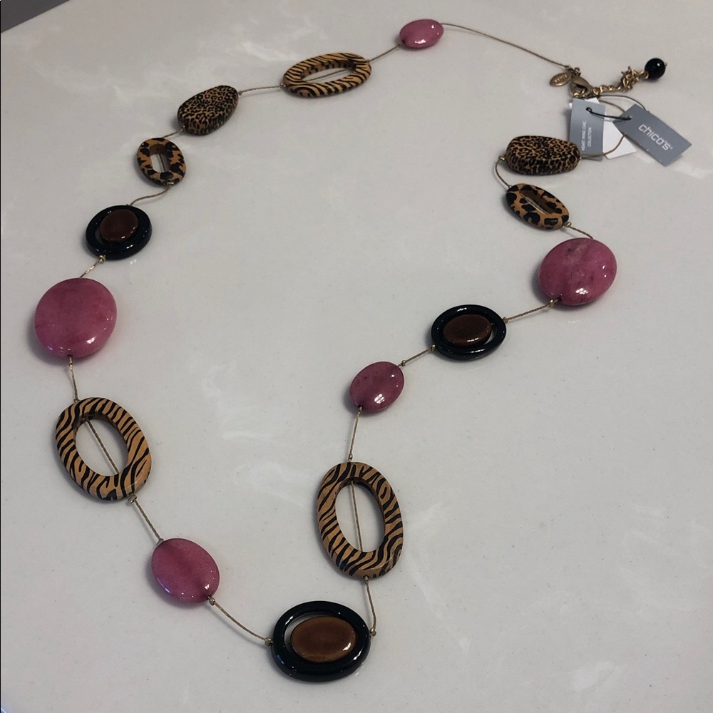 Chico's NWT Vintage Animal print Long Necklace